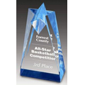 Sculpted Acrylic Star Blue Reflective Column Award - 3 1/2"x6"x 2" thick